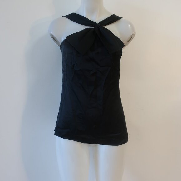 Womens Trina Turk 100% Silk Black Halter Top 4 - Picture 1 of 9